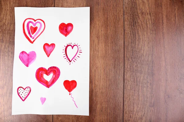 Painted hearts on sheet — Φωτογραφία Αρχείου