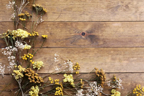 Dried flowers on planks — Stock Fotó