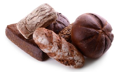 Farklı ekmek üzerinde beyaz izole