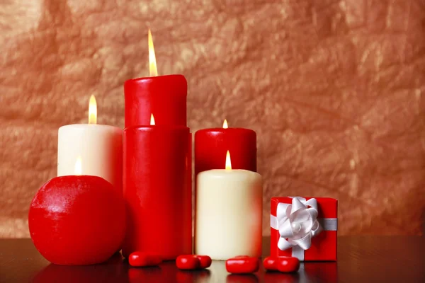 Burning candles for Valentine Day — Stock Photo, Image