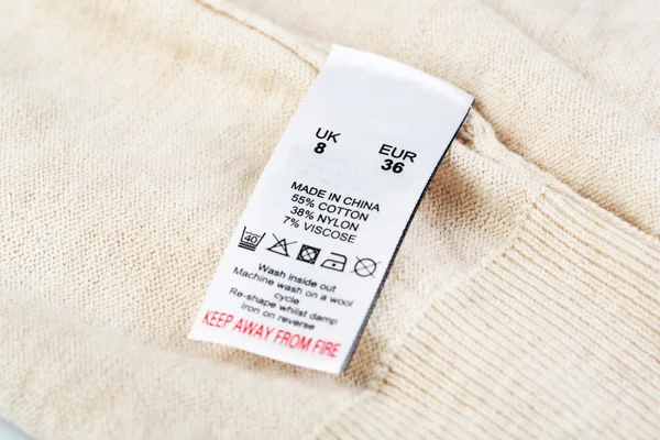 Label on clothing — Stock Photo, Image