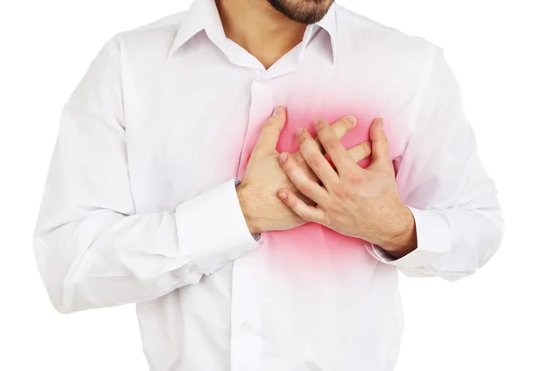 Man having chest pain - heart attack — Stock Photo, Image