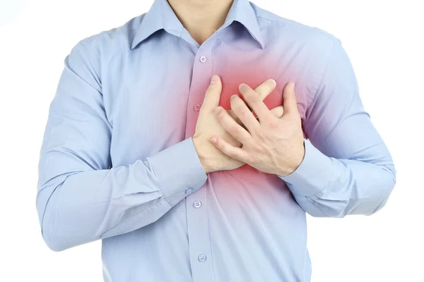 Man having chest pain - heart attack — Stock Photo, Image