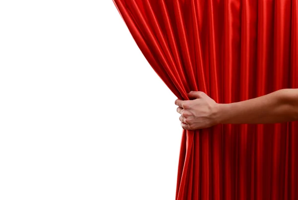 Roter Vorhang auf weißem Hintergrund — Stockfoto