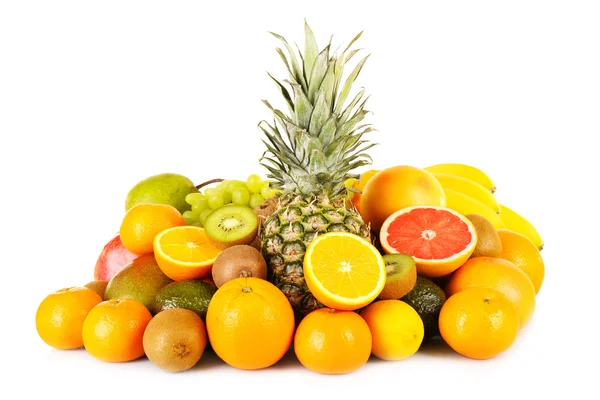 Beyaza izole edilmiş egzotik meyve çeşitleri