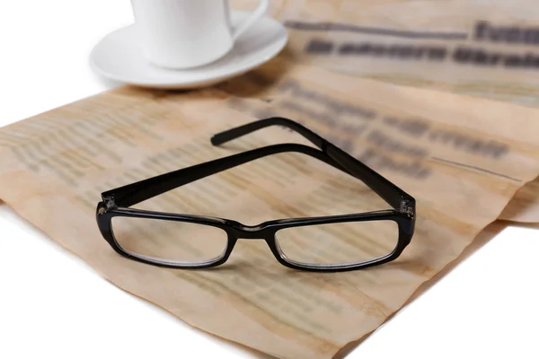 Glasses and newspapers, close-up — Stock Photo, Image