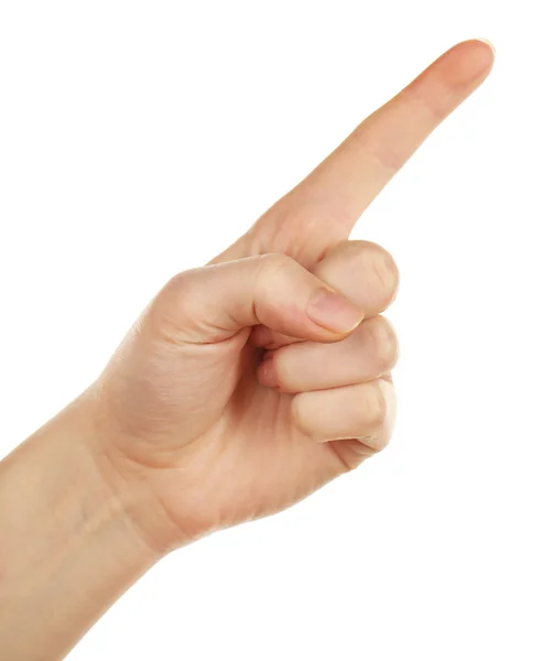 Kvinnlig hand gest isolerad på vit — Stockfoto