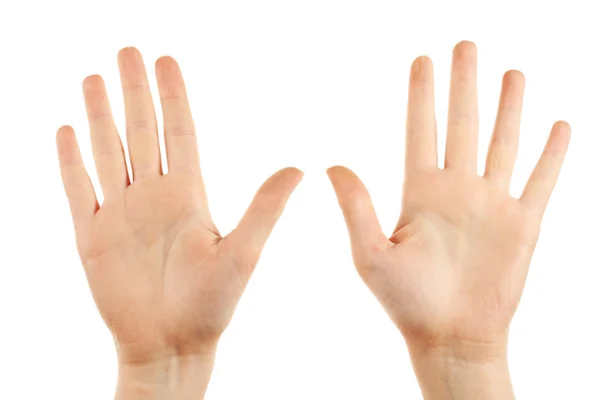 Kobiece ręce gest na białym tle na biały — Zdjęcie stockowe