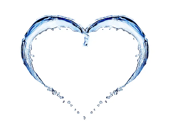 Water spatten gevormde als hart frame geïsoleerd op wit — Stockfoto