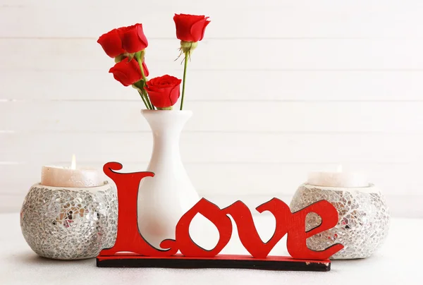 Romantic gift with candles — Stock Photo, Image
