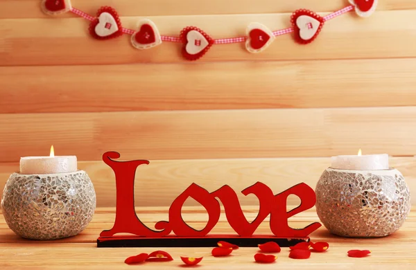 Romantic candles with love concept — Stock Photo, Image