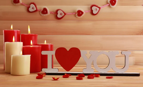 Romantic candles with love concept — Stock Photo, Image