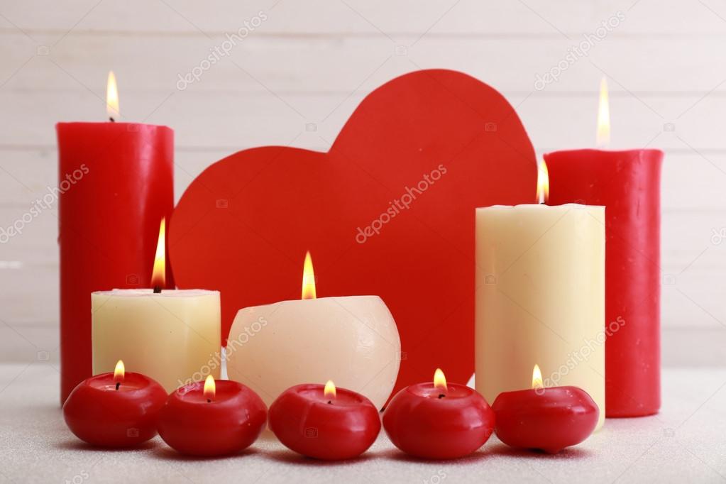 Velas románticas de amor: fotografía de stock © belchonock #64663729