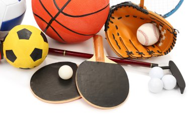 spor malzemeleri üzerine beyaz izole