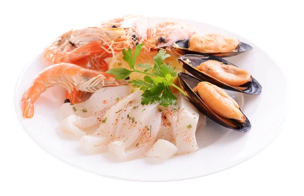 Tasty seafood on plate — Stock Photo, Image