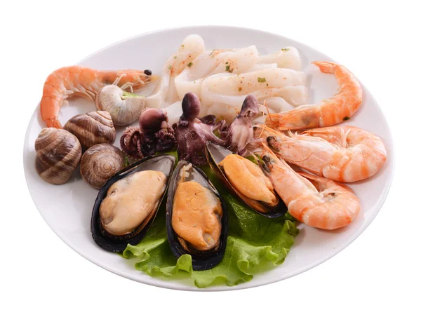 Tasty seafood on plate — Stock Photo, Image