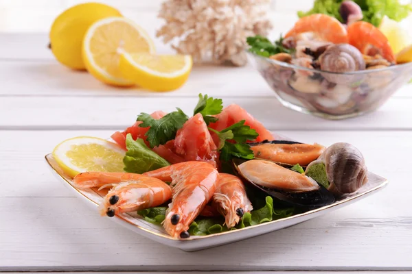 Tasty seafood on plate — Stock Photo, Image