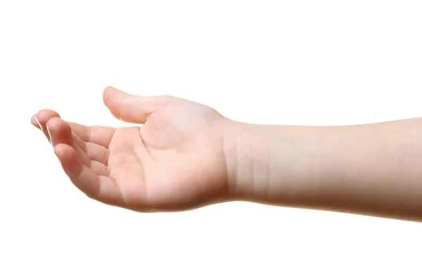 Kinderhand auf weiß — Stockfoto