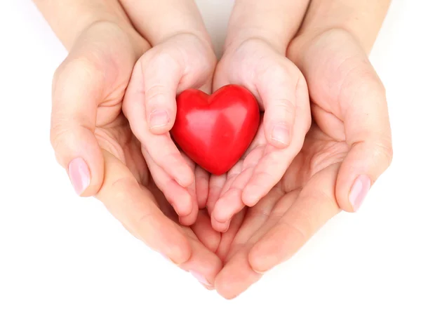 Heart in child and mother hands — Stock Photo, Image