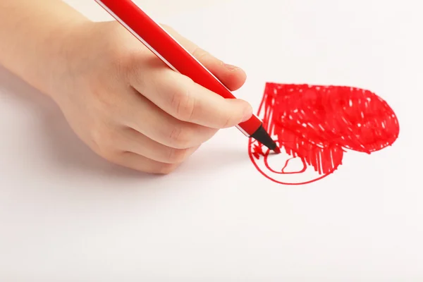 Child hands drawing heart — Stock Photo, Image