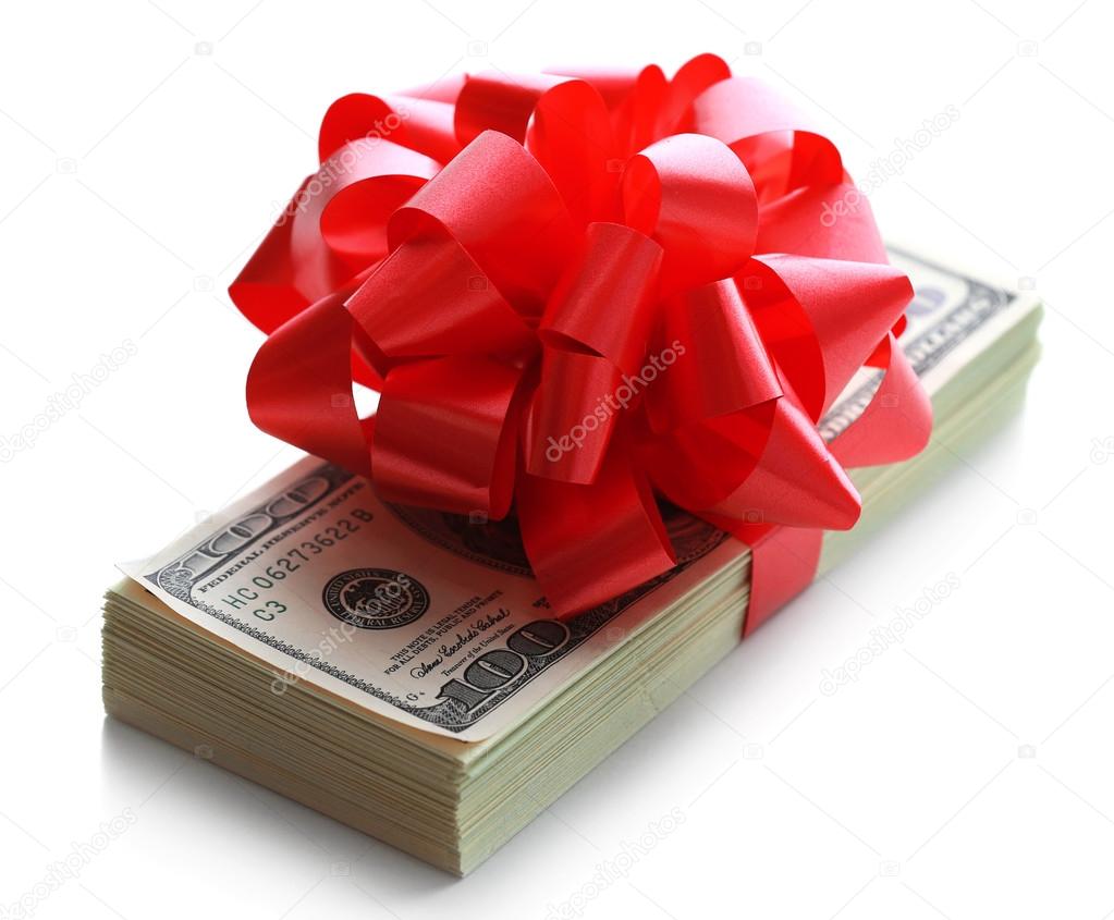 Dollars tied with ribbon