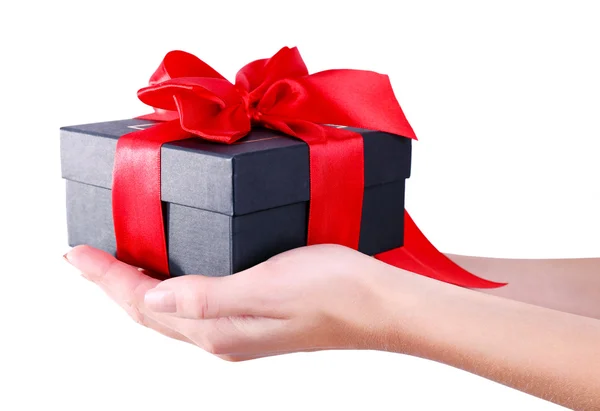 Hands holding gift box Royalty Free Stock Photos