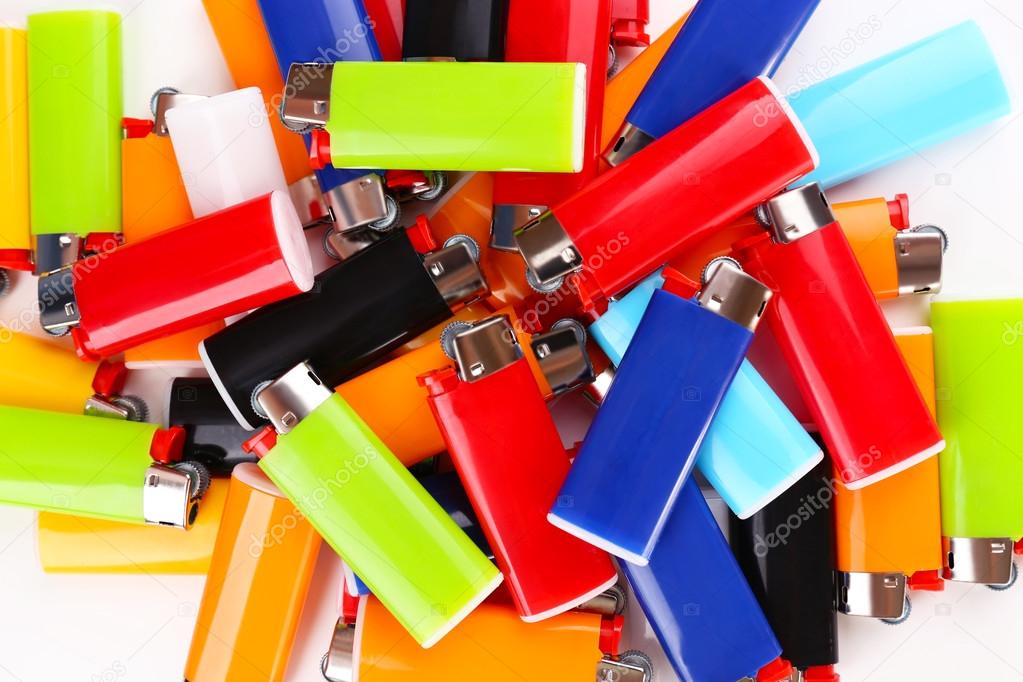 Colorful lighters close-up
