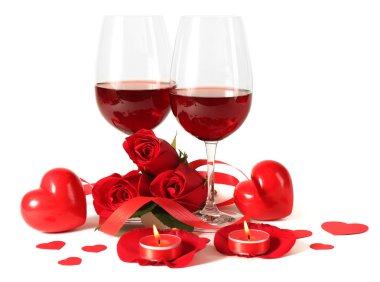 Kırmızı şarap gözlük ile kompozisyon