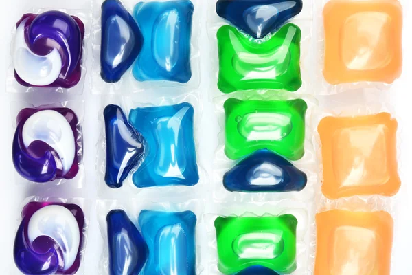 Cápsulas de gel con detergente para ropa de cerca — Foto de Stock