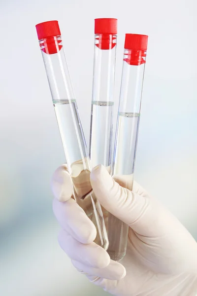 Hand holding test tubes — Stock Photo, Image