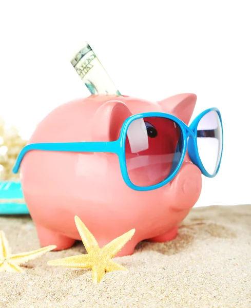 Piggy bank met zonnebril — Stockfoto