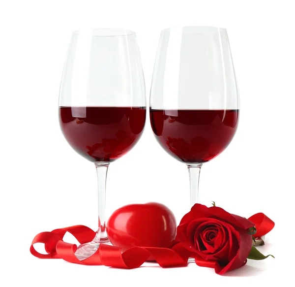 Composition with red wine in glasses — Stock Photo, Image