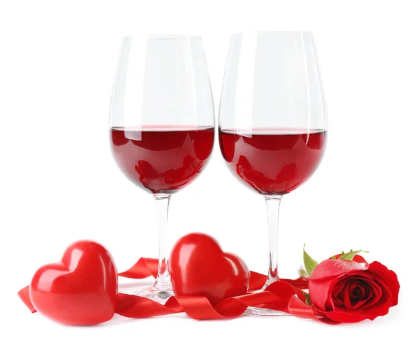 Composition with red wine in glasses — Stock Photo, Image