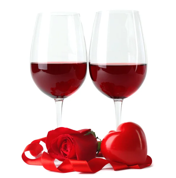 Composition with red wine in glasses — Stock Photo, Image