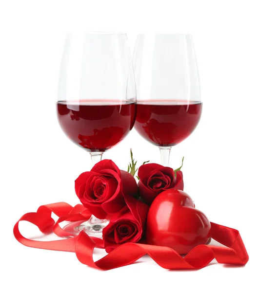 Composition with red wine in glasses — Stock Photo, Image