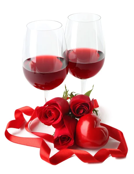 Composition with red wine in glasses — Stock Photo, Image