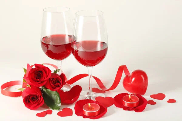 Composition with red wine in glasses — Stock Photo, Image