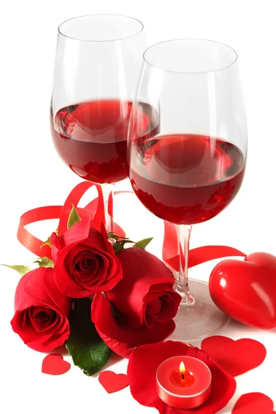 Composition with red wine in glasses — Stock Photo, Image