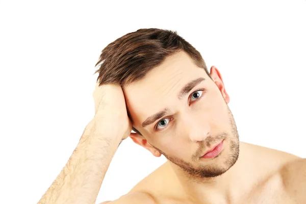 Guapo joven aislado en blanco — Foto de Stock