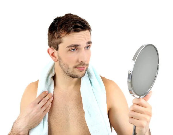 Handsome young man with towel — Stock Photo, Image