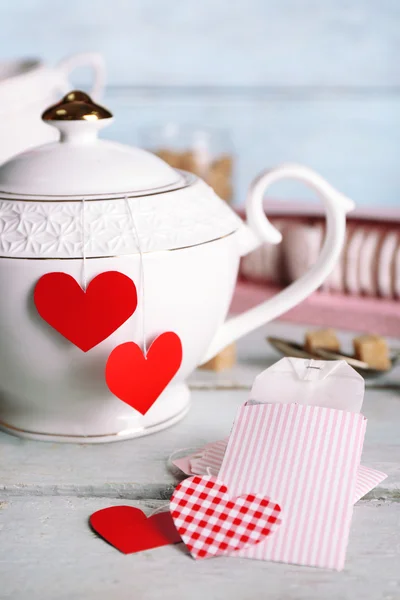 Etiqueta de bolsa de té en forma de corazón —  Fotos de Stock
