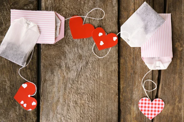 Etiqueta de bolsa de té en forma de corazón —  Fotos de Stock