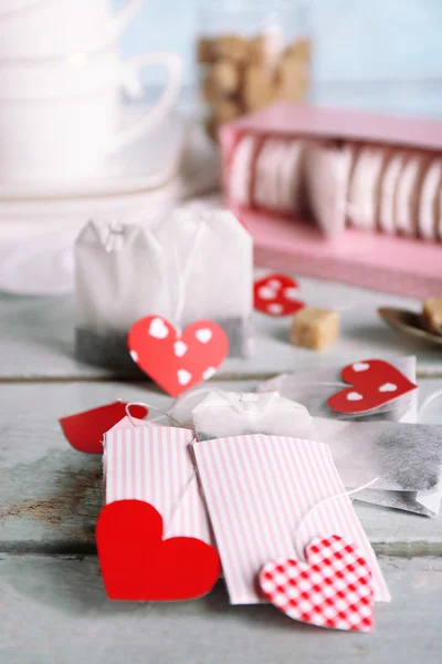 Heart shaped teabag tags — Stock Photo, Image