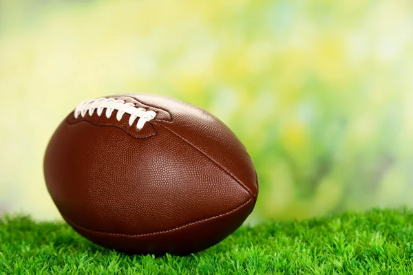 Football americano sul campo su erba verde, sullo sfondo della natura — Foto Stock