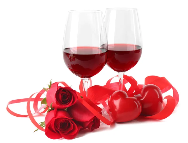 Composition with red wine in glasses Stock Photo