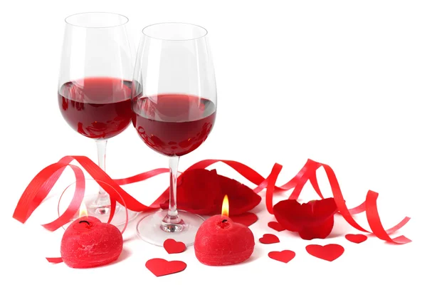 Composizione con vino rosso in calici — Foto Stock