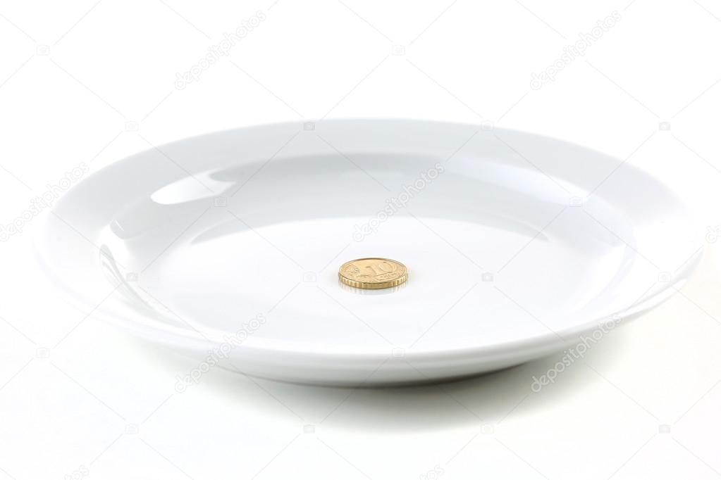 Coin on plate