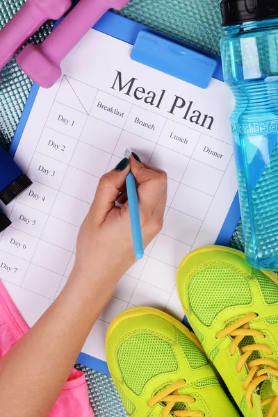 Repas et équipement sportif — Photo