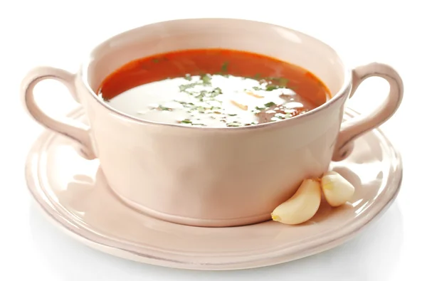 Ukrainsk rødbetsuppe - borsjtsj, isolert på hvitt – stockfoto