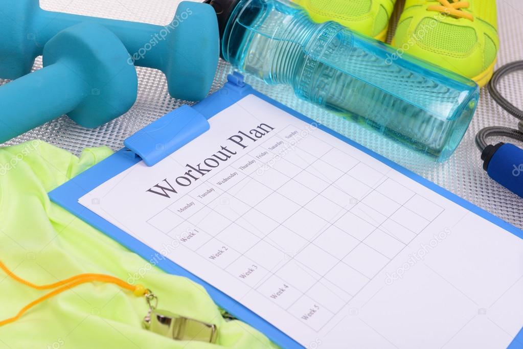 Workout plan and sports equipment